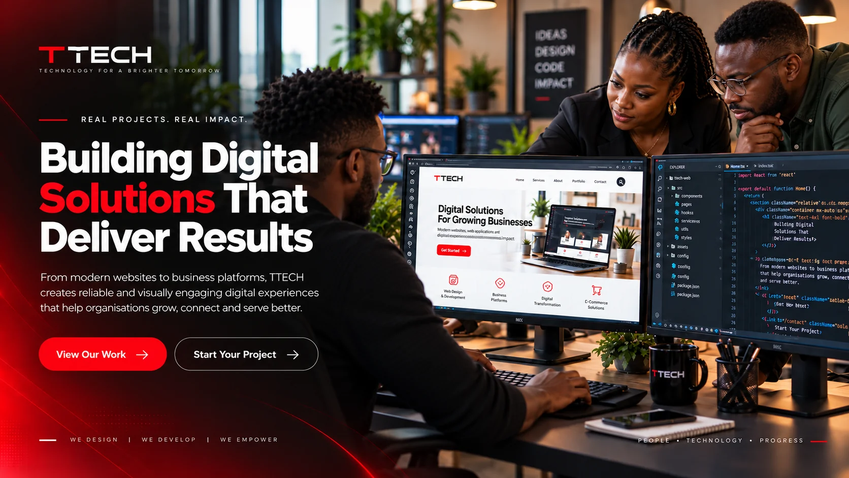 TTECH digital team designing and developing modern web solutions
